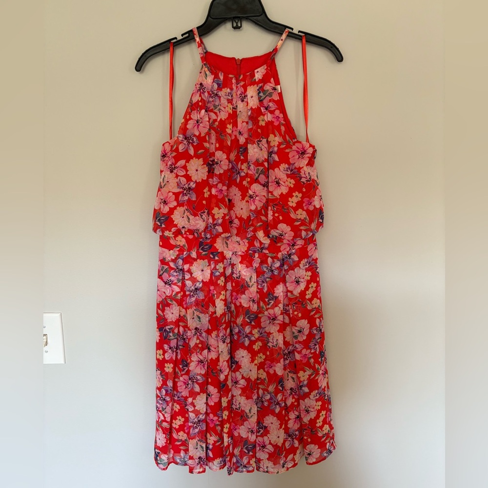 Eliza J Red/Orange Floral Dress